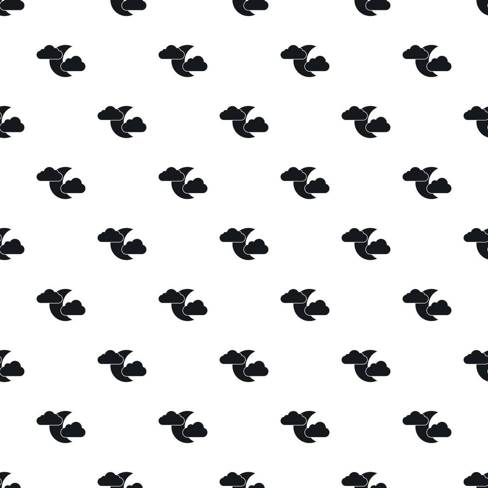 Crescent moon and clouds pattern, simple style vector