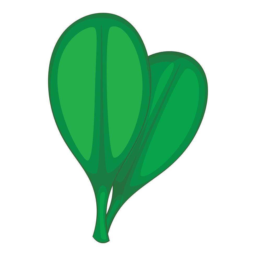 Green rounded leaves icon, cartoon style vector