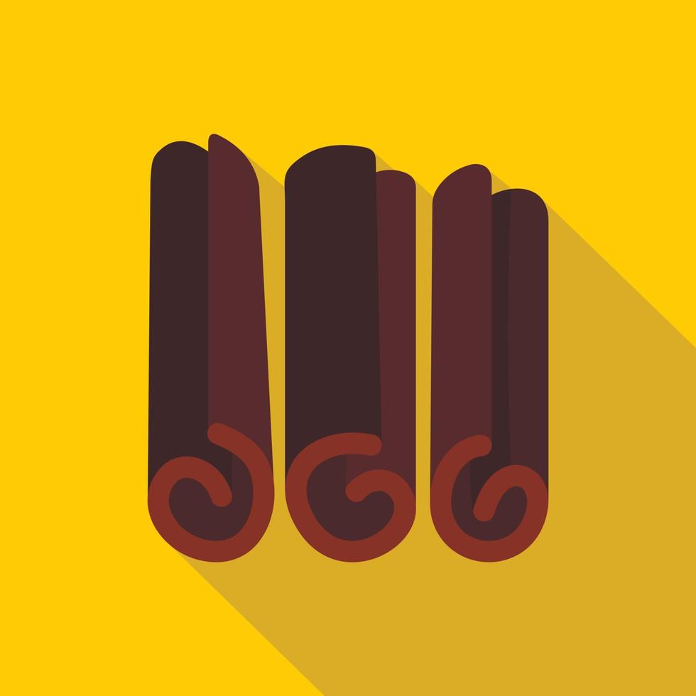 Rolled dry cinnamon icon, flat style vector
