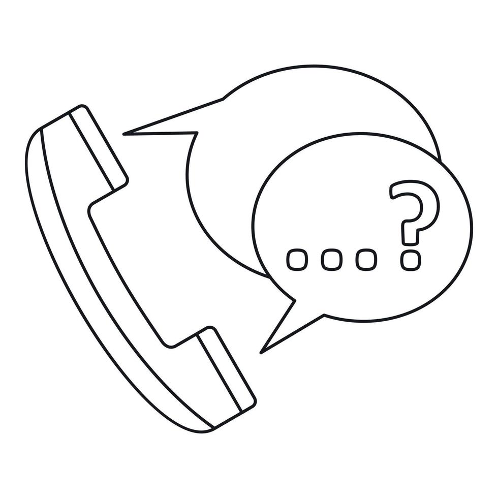 Handset with speech bubbles icon, outline style vector
