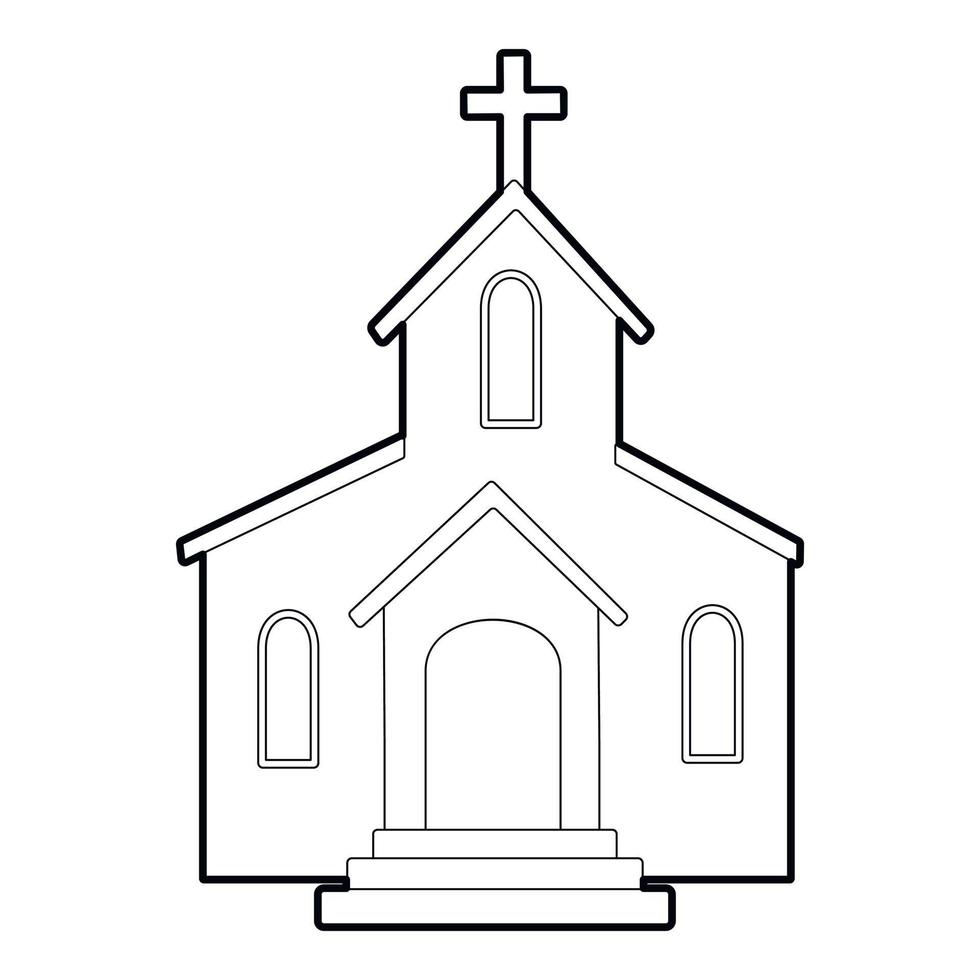 icono de la iglesia, estilo de contorno vector