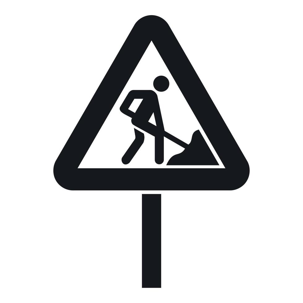 Road works sign icon, simple style vector