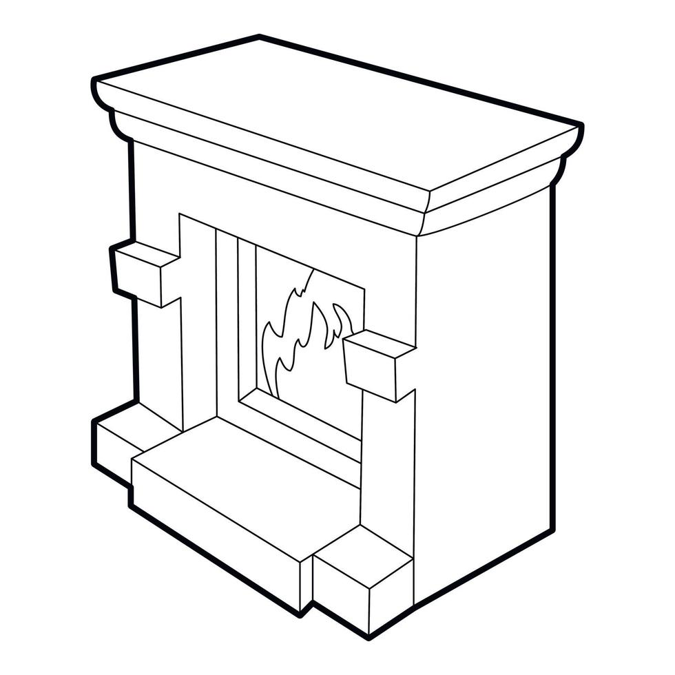 Fireplace icon, isometric 3d style vector