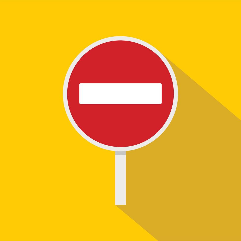 No entry traffic sign icon, flat style vector