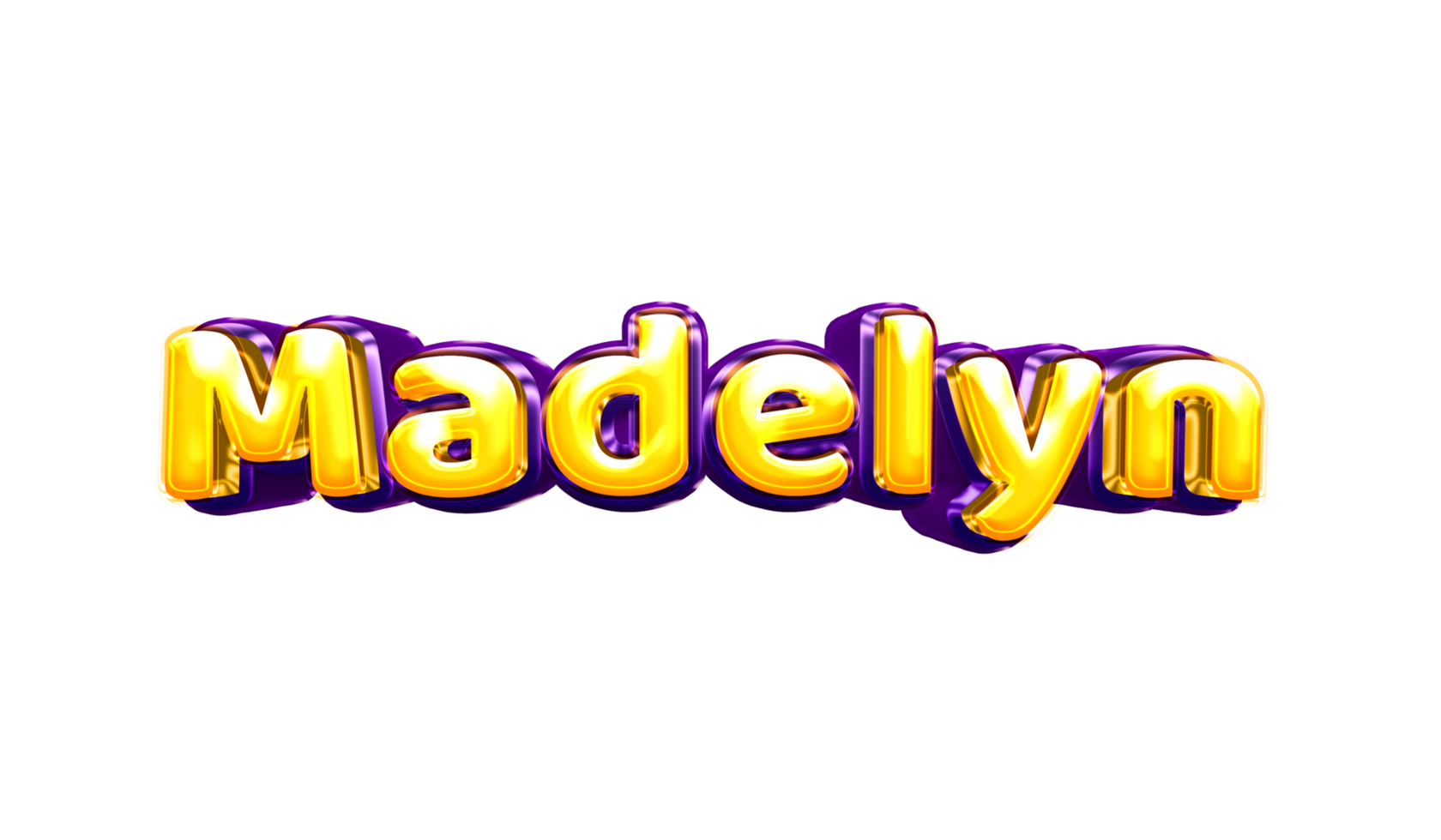 girls name sticker colorful party balloon birthday helium air shiny yellow purple cutout Madelyn png