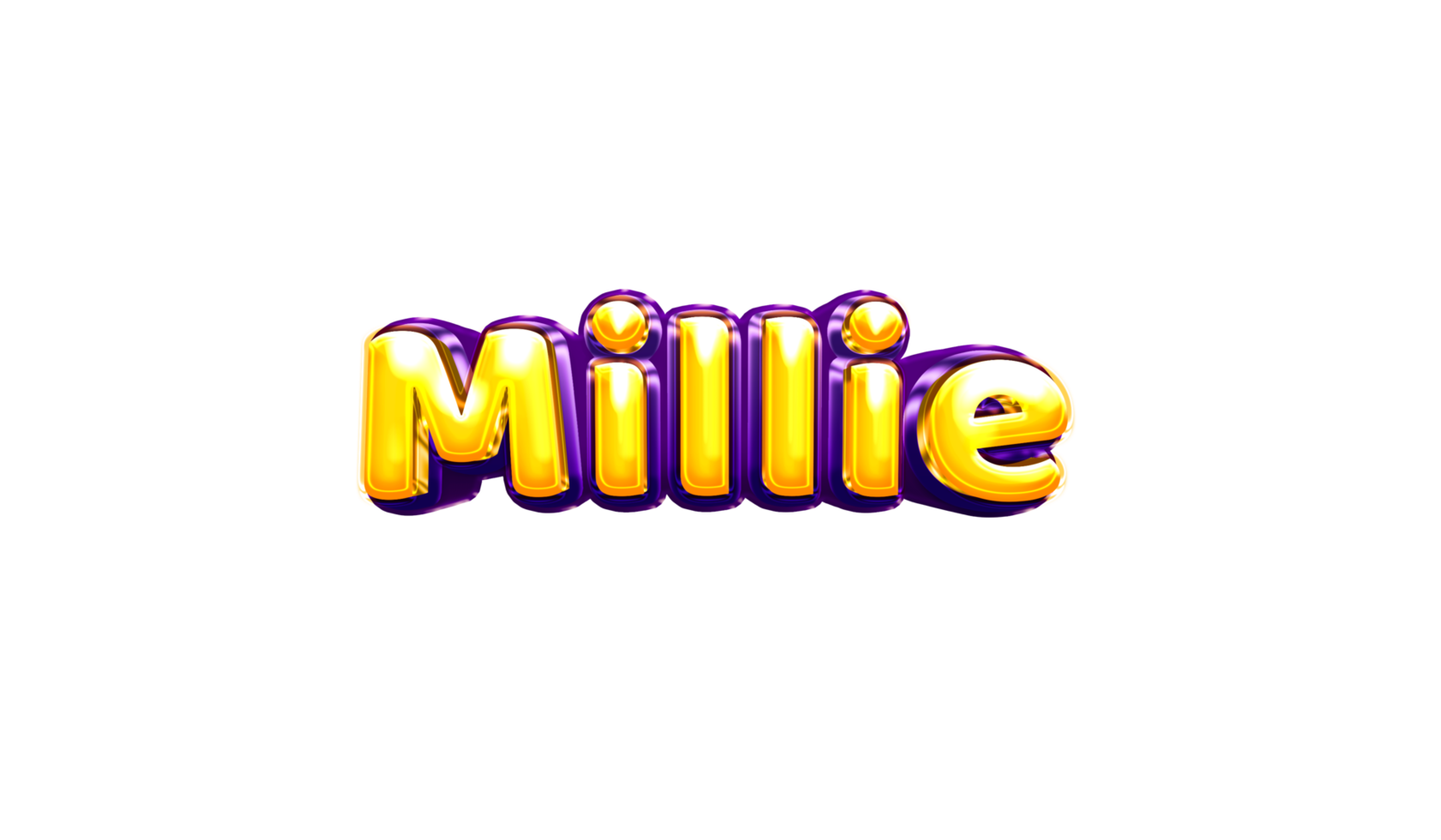 girls name sticker colorful party balloon birthday helium air shiny yellow purple cutout Millie png