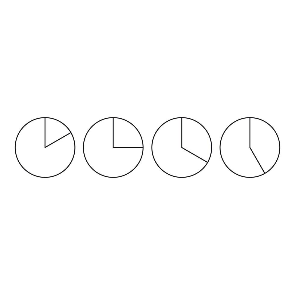 icono de diagramas circulares de cuatro círculos, estilo de esquema vector
