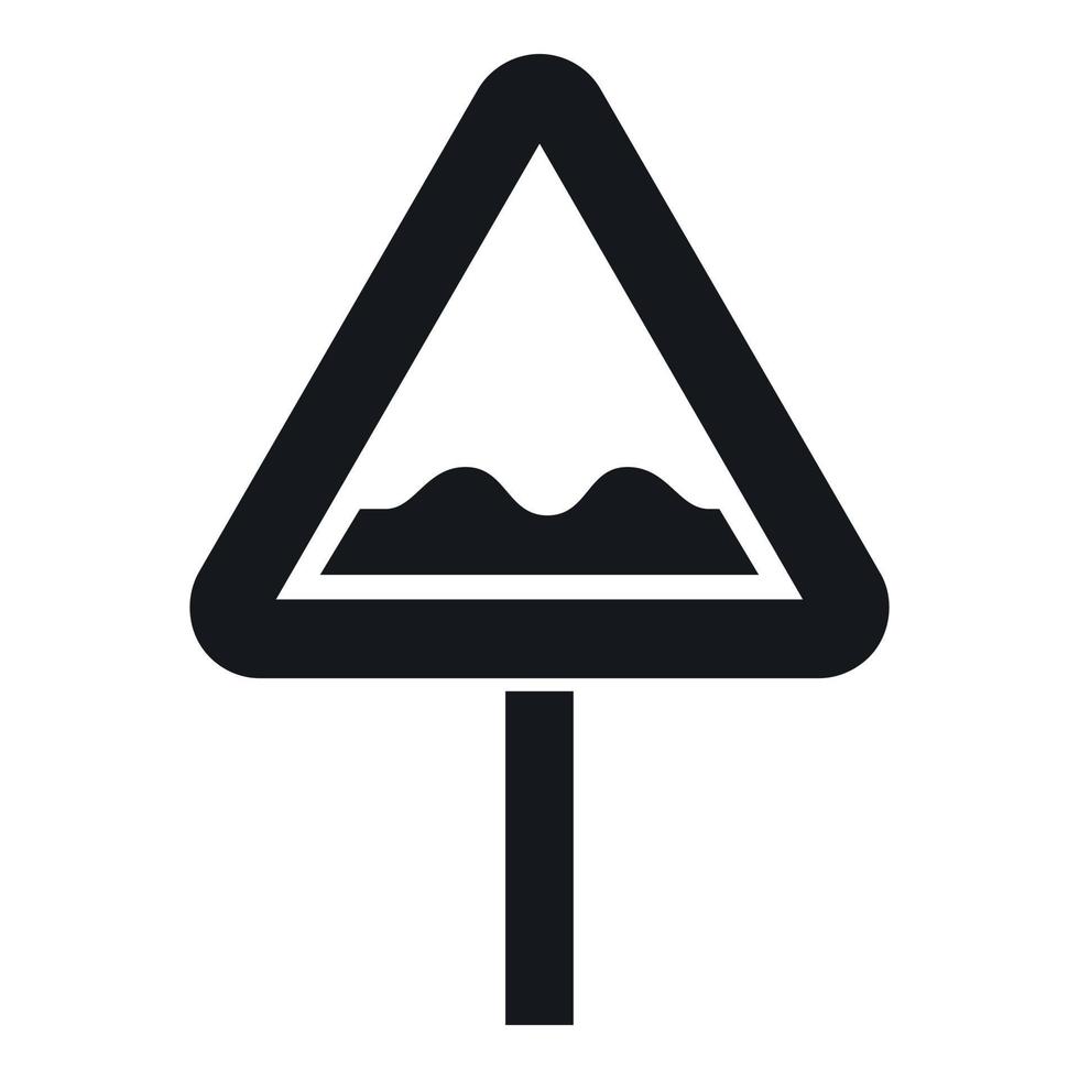 Uneven triangular road sign icon, simple style vector