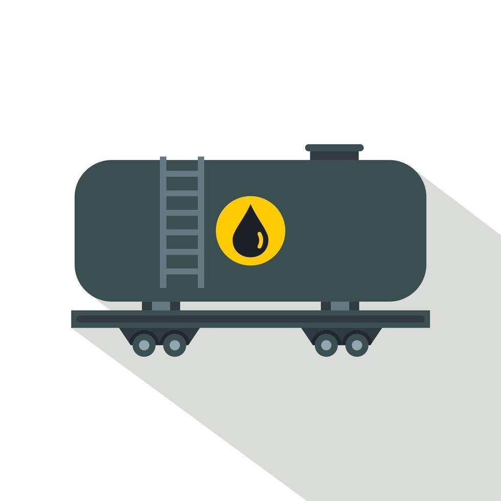 Gasoline railroad tanker icon, flat style vector