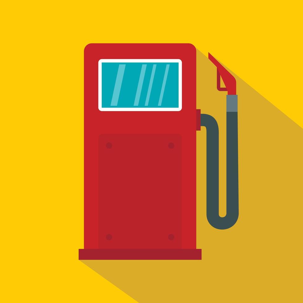 Red gasoline pump icon, flat style vector