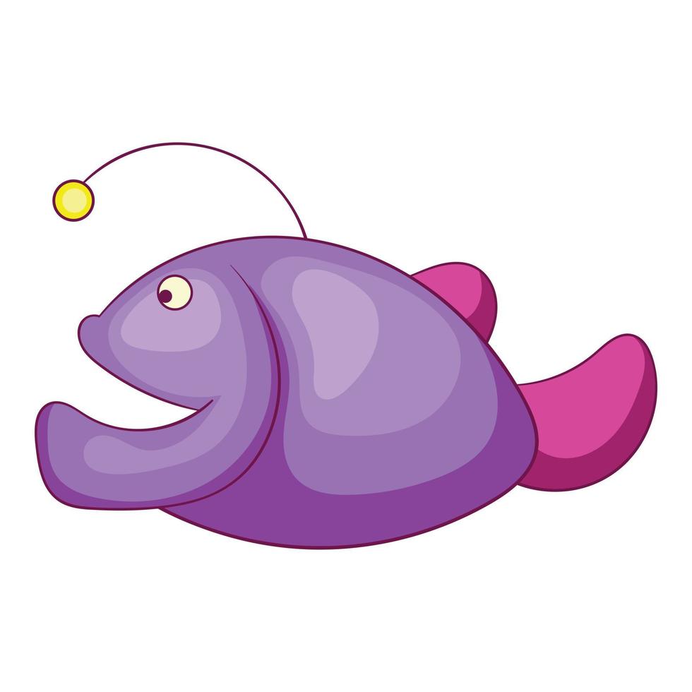 Angler fish icon, cartoon style vector