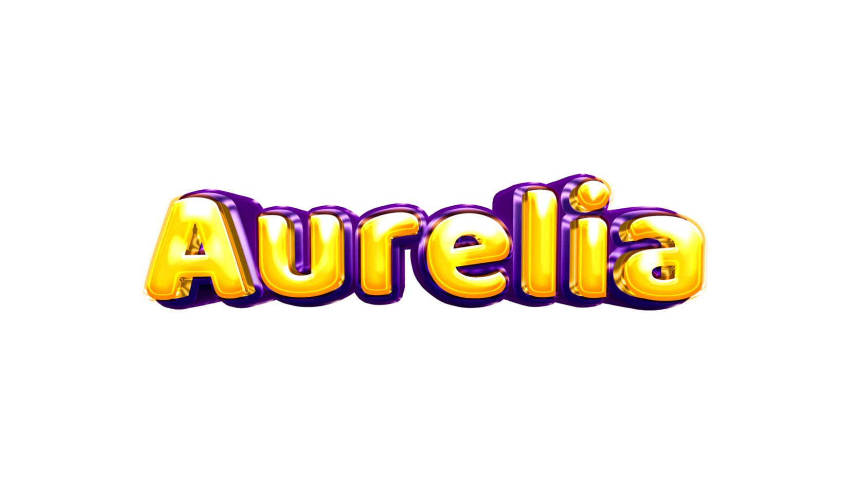 girls name sticker colorful party balloon birthday helium air shiny yellow purple cutout Aurelia png