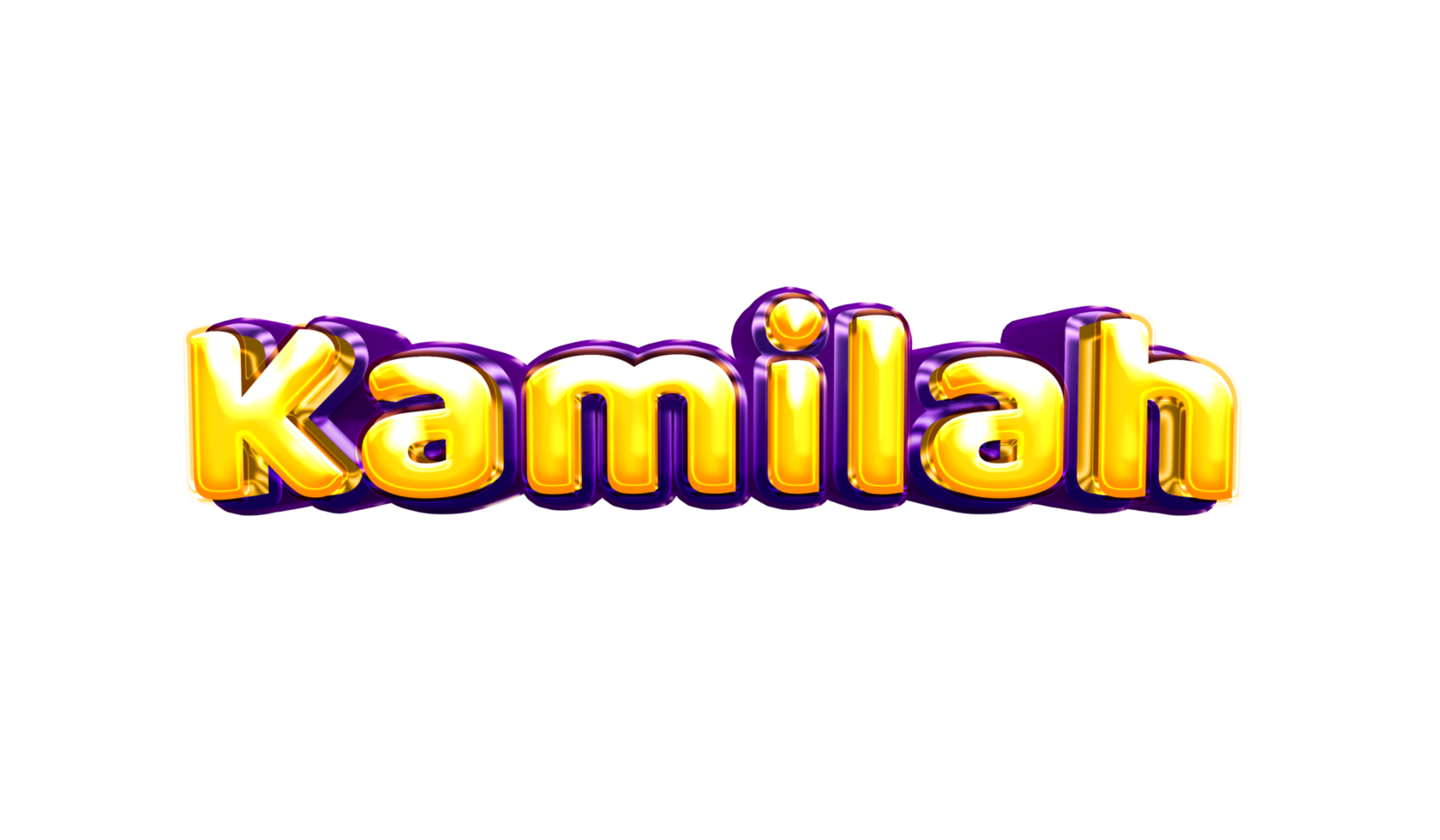 girls name sticker colorful party balloon birthday helium air shiny yellow purple cutout Kamilah png