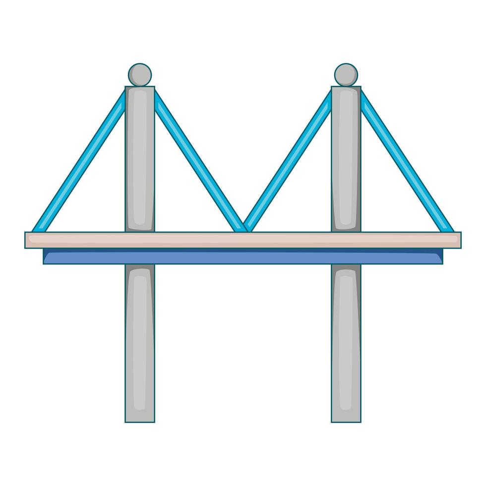 Puente con icono de soportes de hierro, estilo de dibujos animados vector