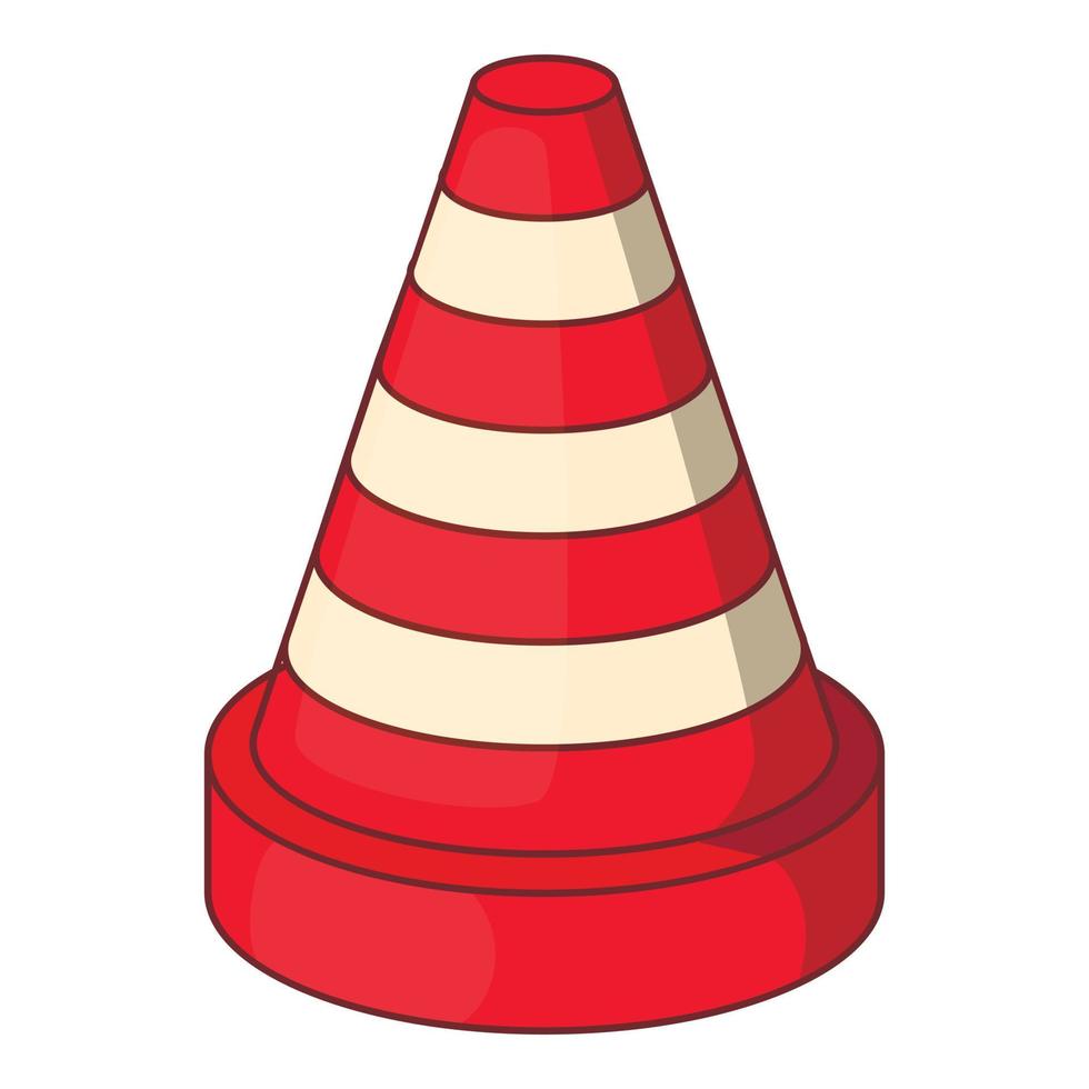 Traffic cone icon, cartoon style vector