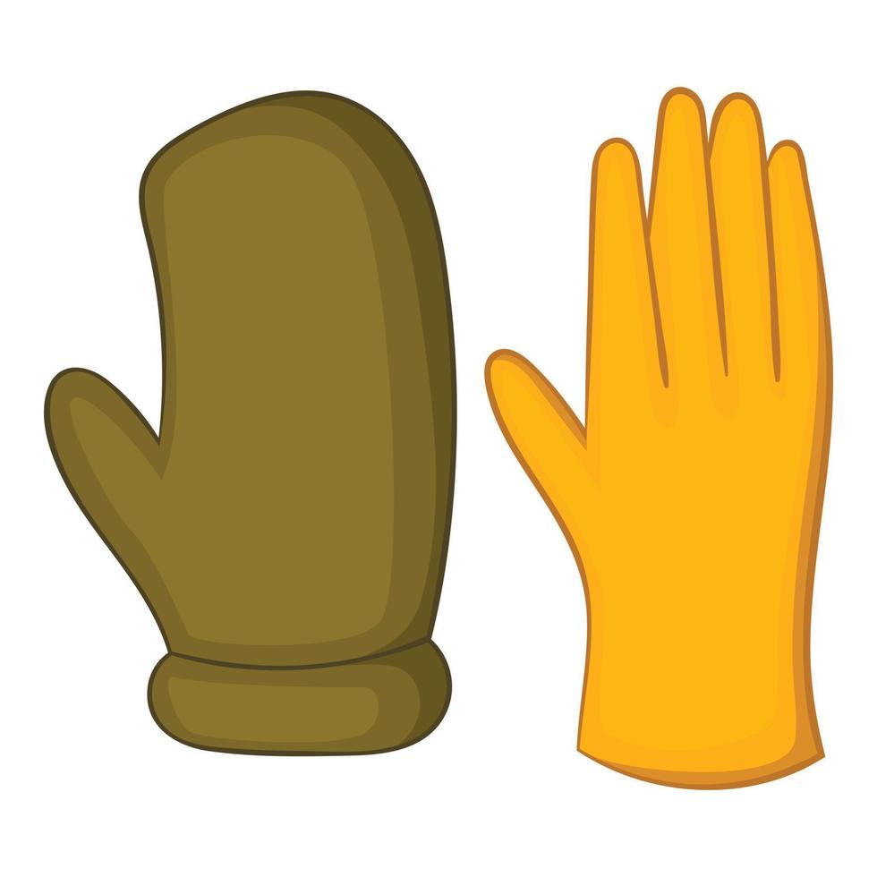 Work gloves icon, cartoon style vector