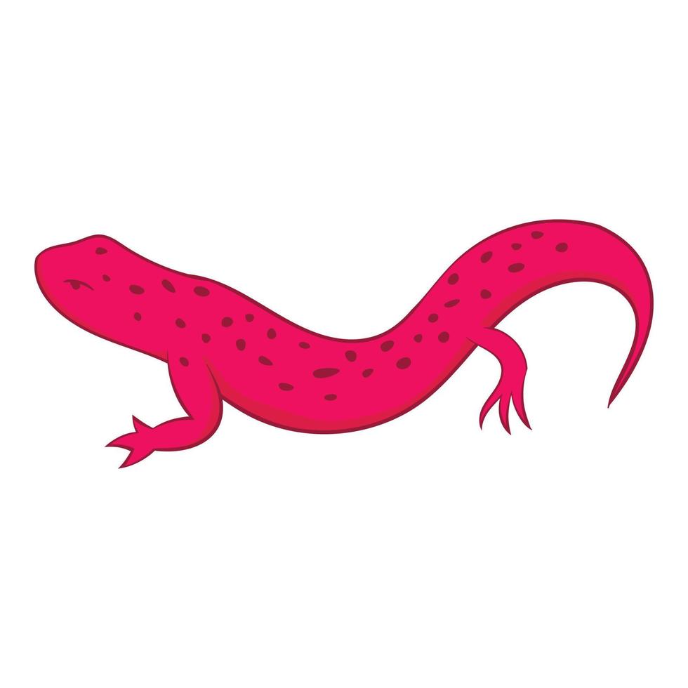 Pink lizard icon, cartoon style vector