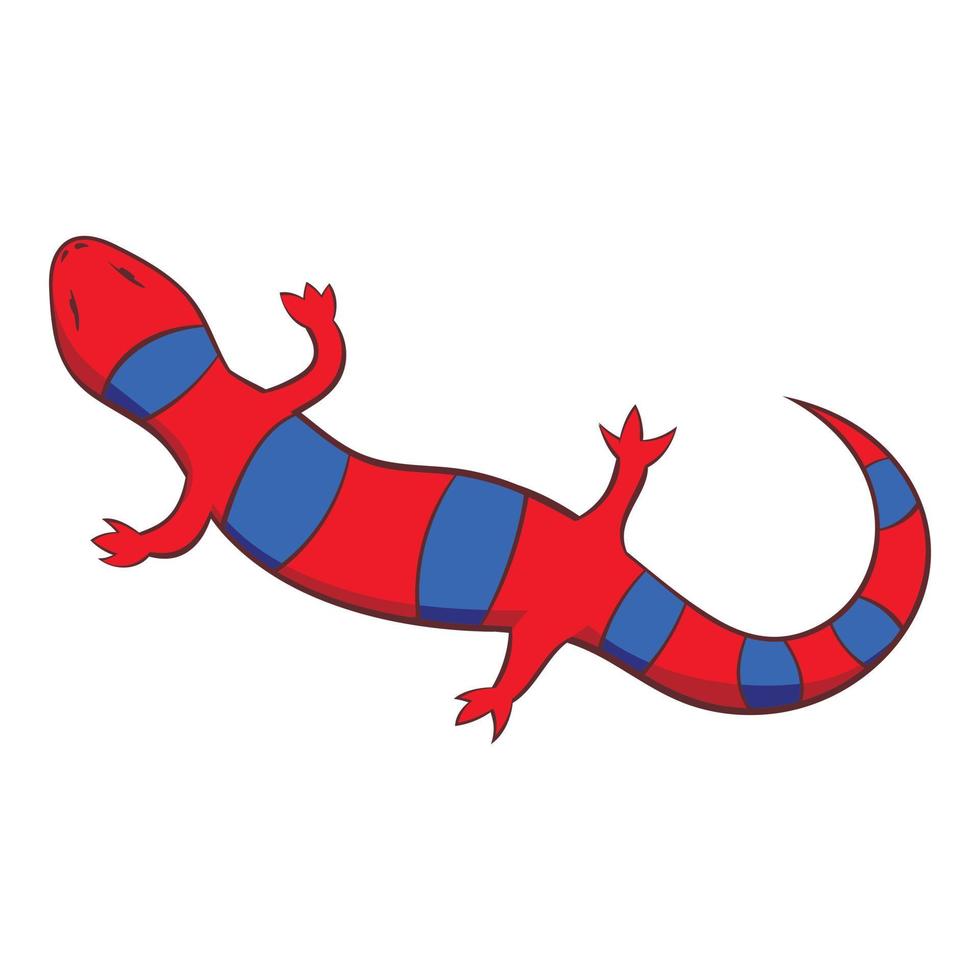 Red lizard icon, cartoon style vector