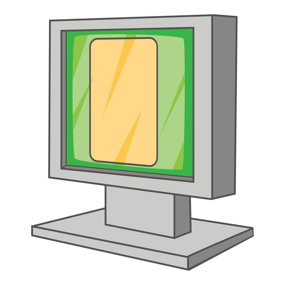 icono de monitor, estilo de dibujos animados vector