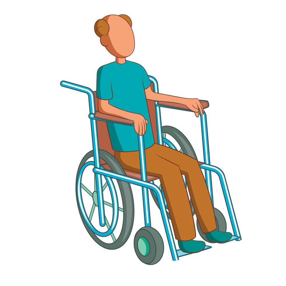 Man in wheelchair icon, cartoon style vector
