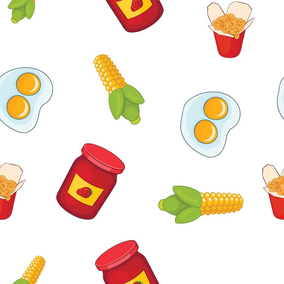 Junk food pattern, cartoon style vector