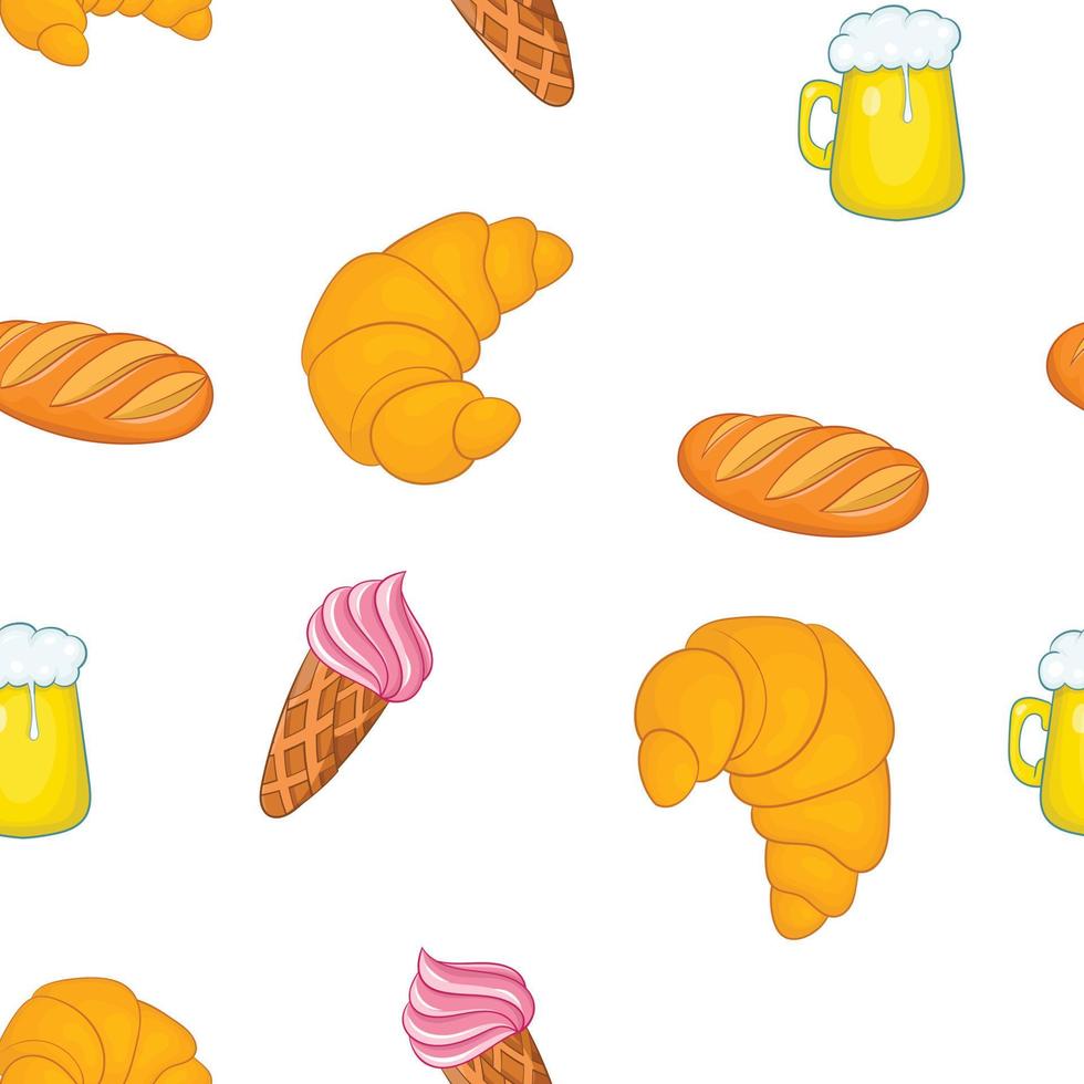 Quick snack pattern, cartoon style vector