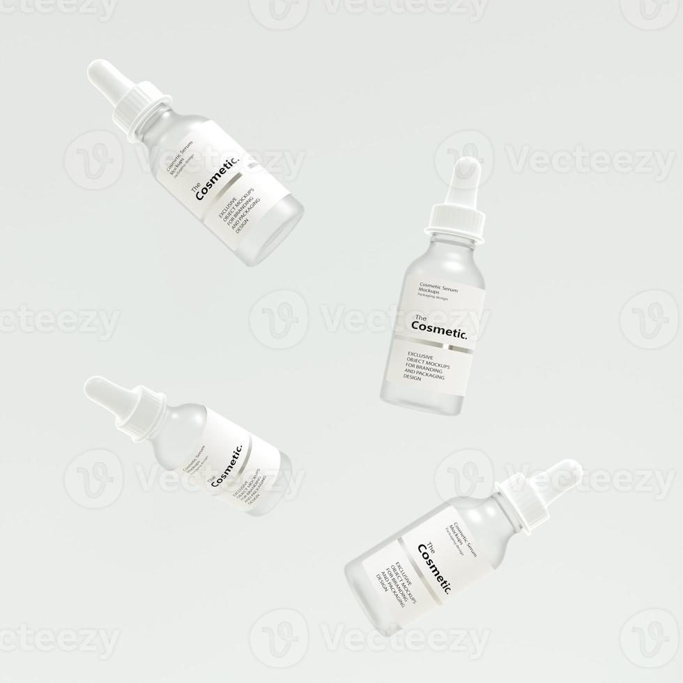 3D rendering serum in glass bottle on natural background photo