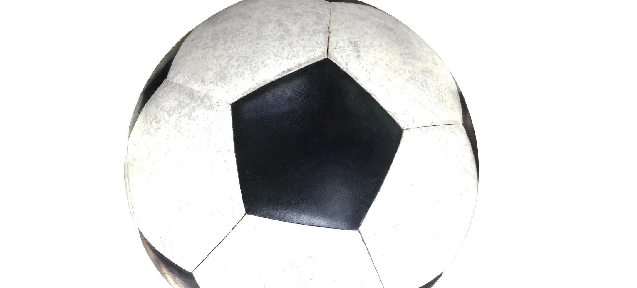 Isolated old and unused football on white background with clipping paths. photo