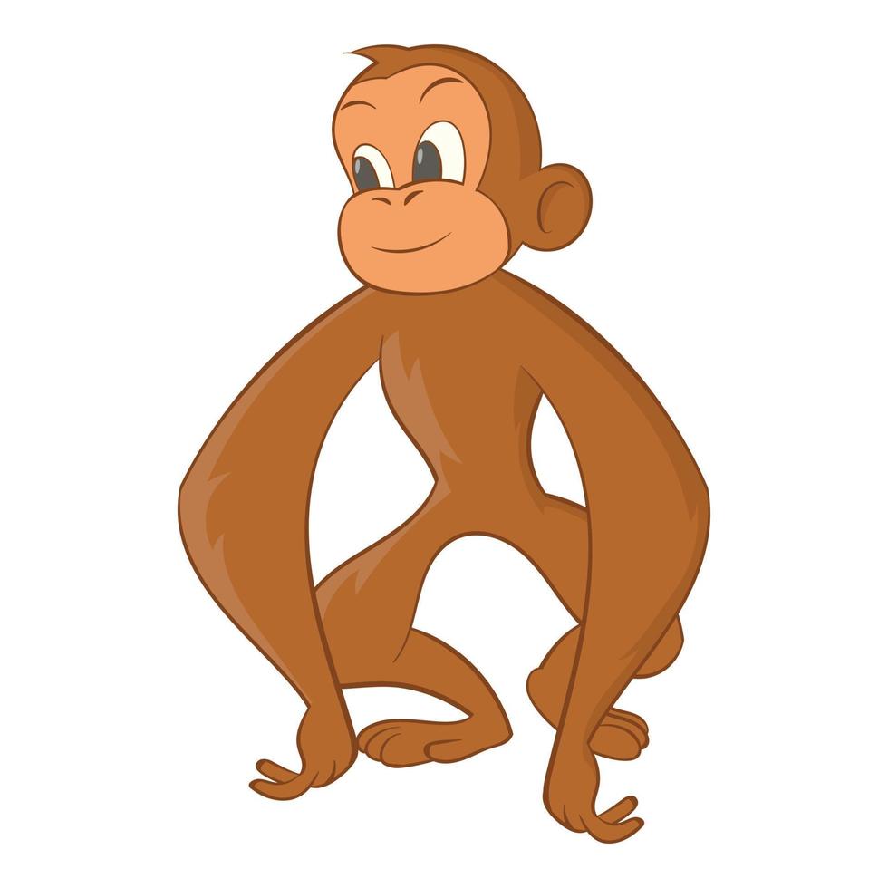 Monkey icon, cartoon style vector