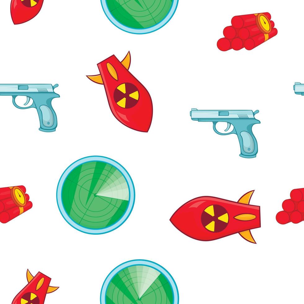Weaponry pattern, cartoon style vector