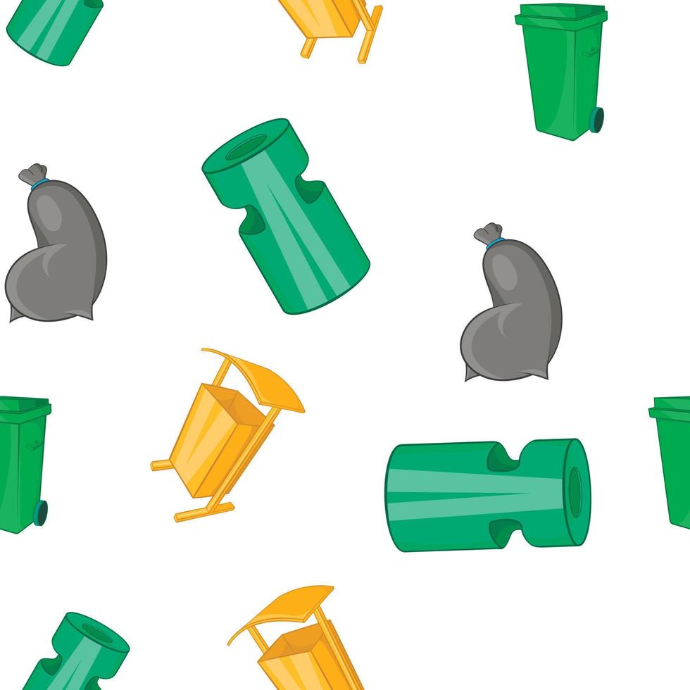 Trash pattern, cartoon style vector