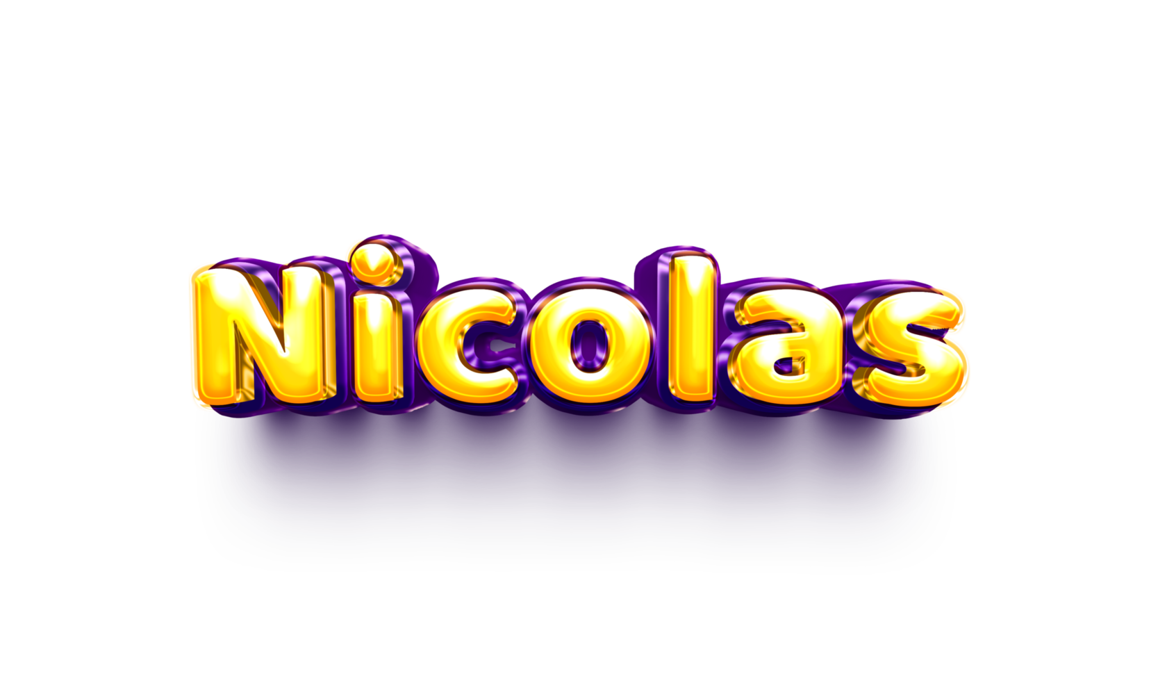 names of boy English helium balloon shiny celebration sticker 3d inflated Nicolas png