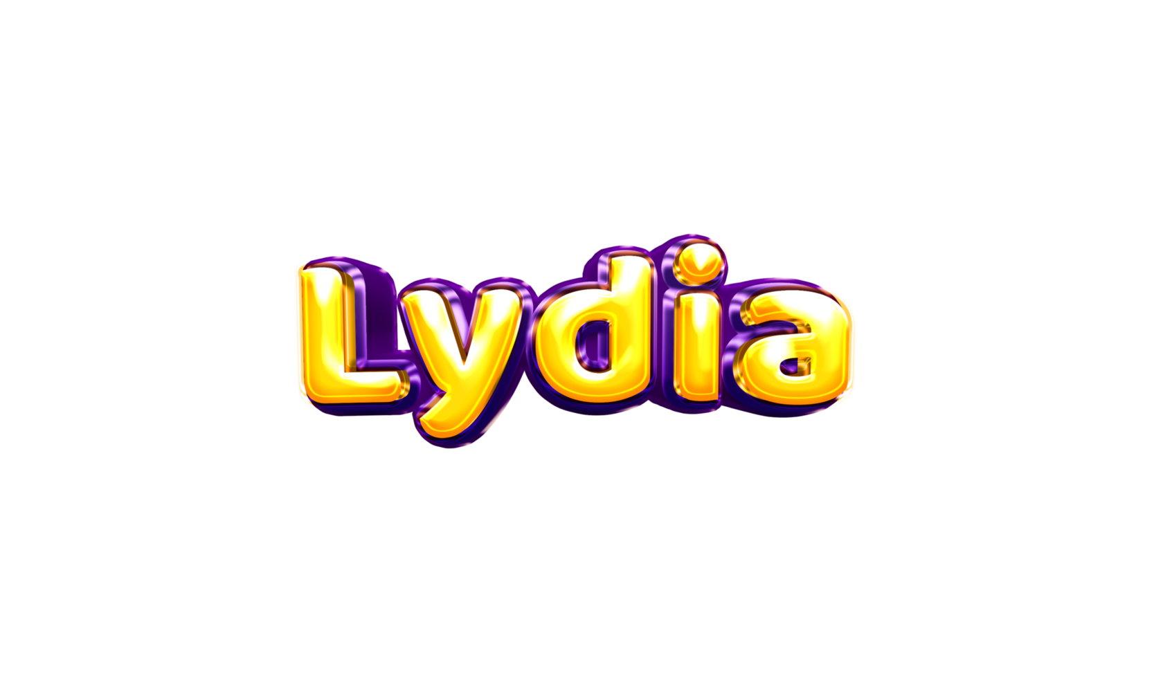 filles nom autocollant coloré fête ballon anniversaire hélium air brillant jaune violet découpe Lydia png