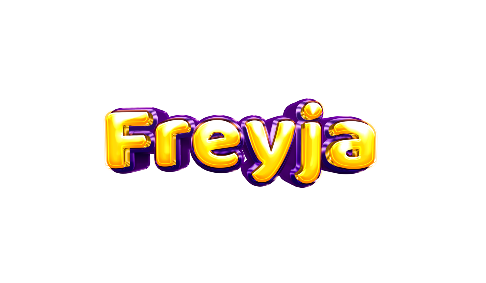 girls name sticker colorful party balloon birthday helium air shiny yellow purple cutout Freyja png
