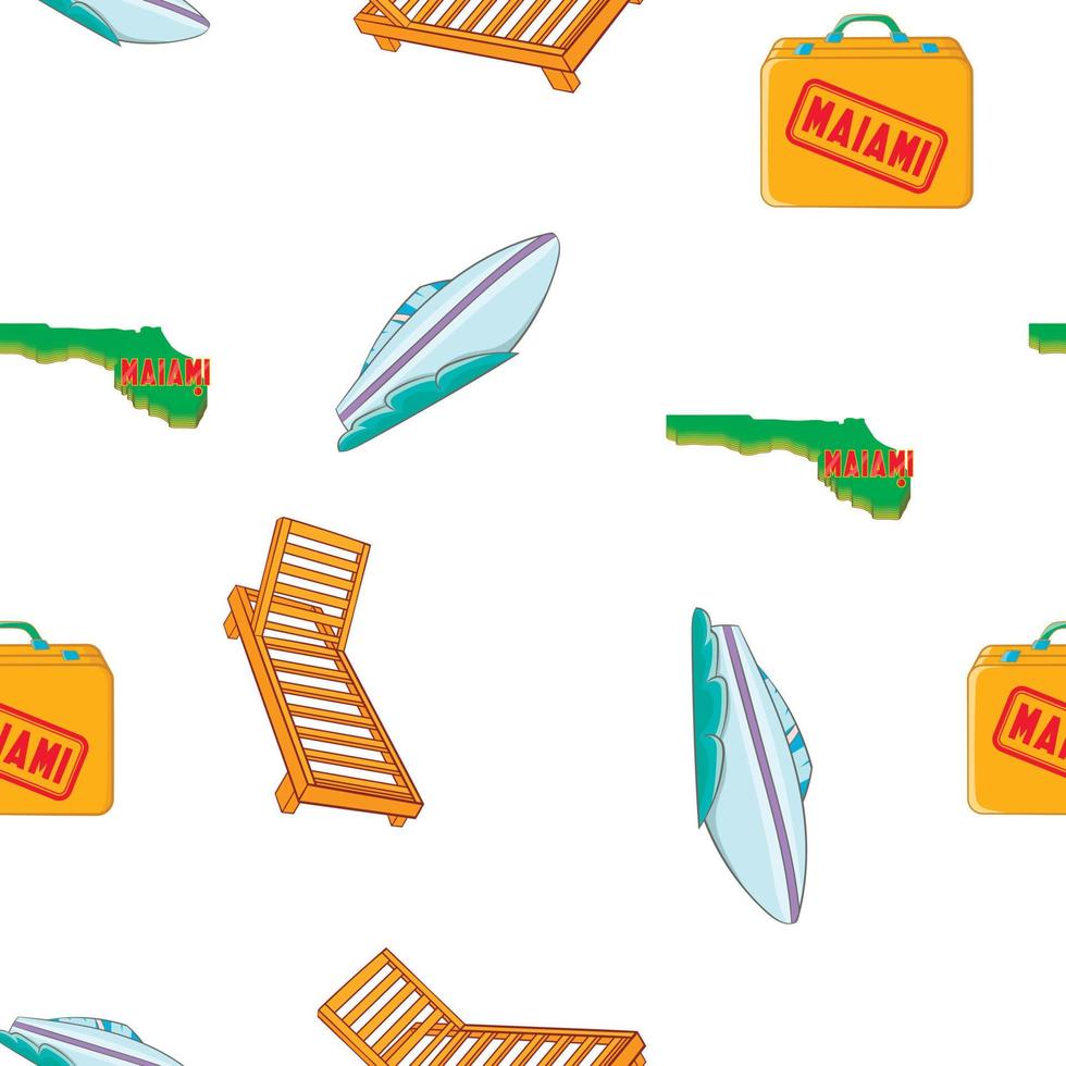 Stay in Miami pattern, cartoon style vector