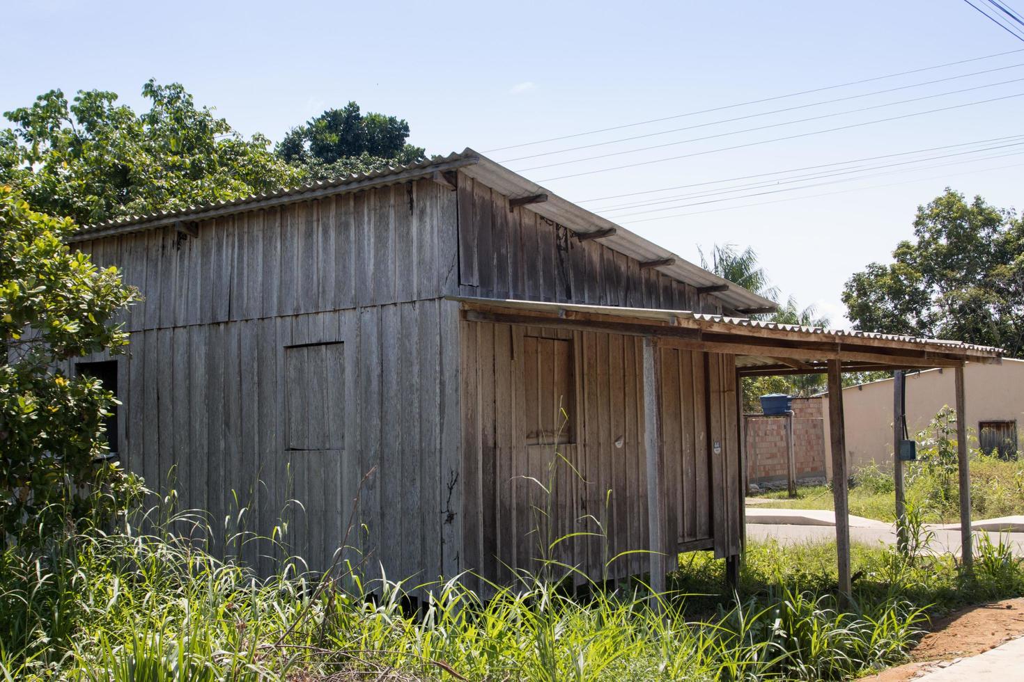 Manacapuru, Amazonas, Brazil November 18 2022 Old Wooden Houses that are common in the Amazon region of Brazil photo