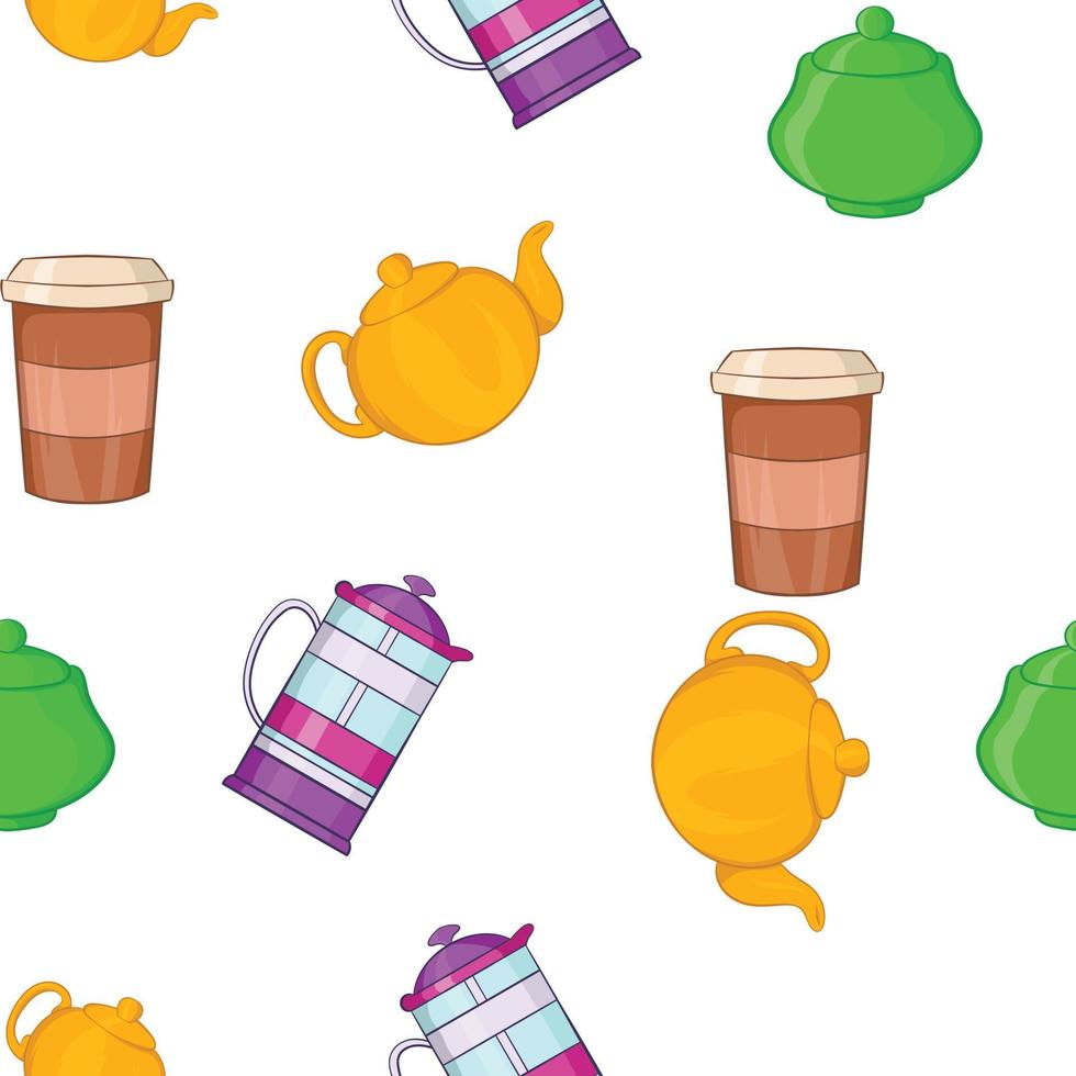 Beverage pattern, cartoon style vector