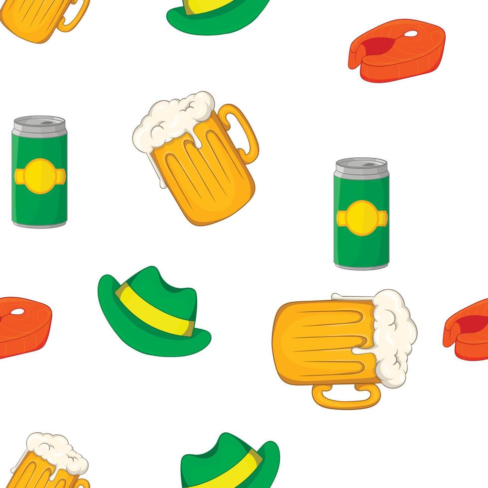 patrón de fiesta de la cerveza, estilo de dibujos animados vector