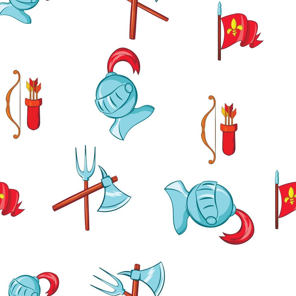 Medieval knight pattern, cartoon style vector