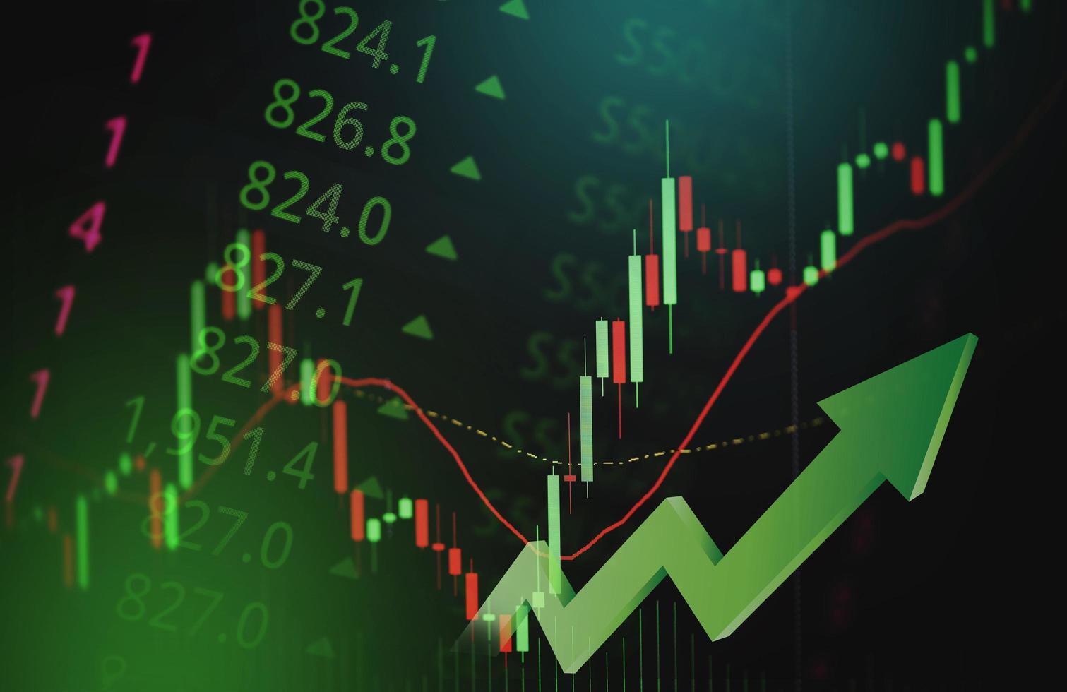 Stock market graph trading analysis investment financial, stock exchange financial or forex graph stock market graph chart business crisis crash loss and grow up gain and profits win up trend photo