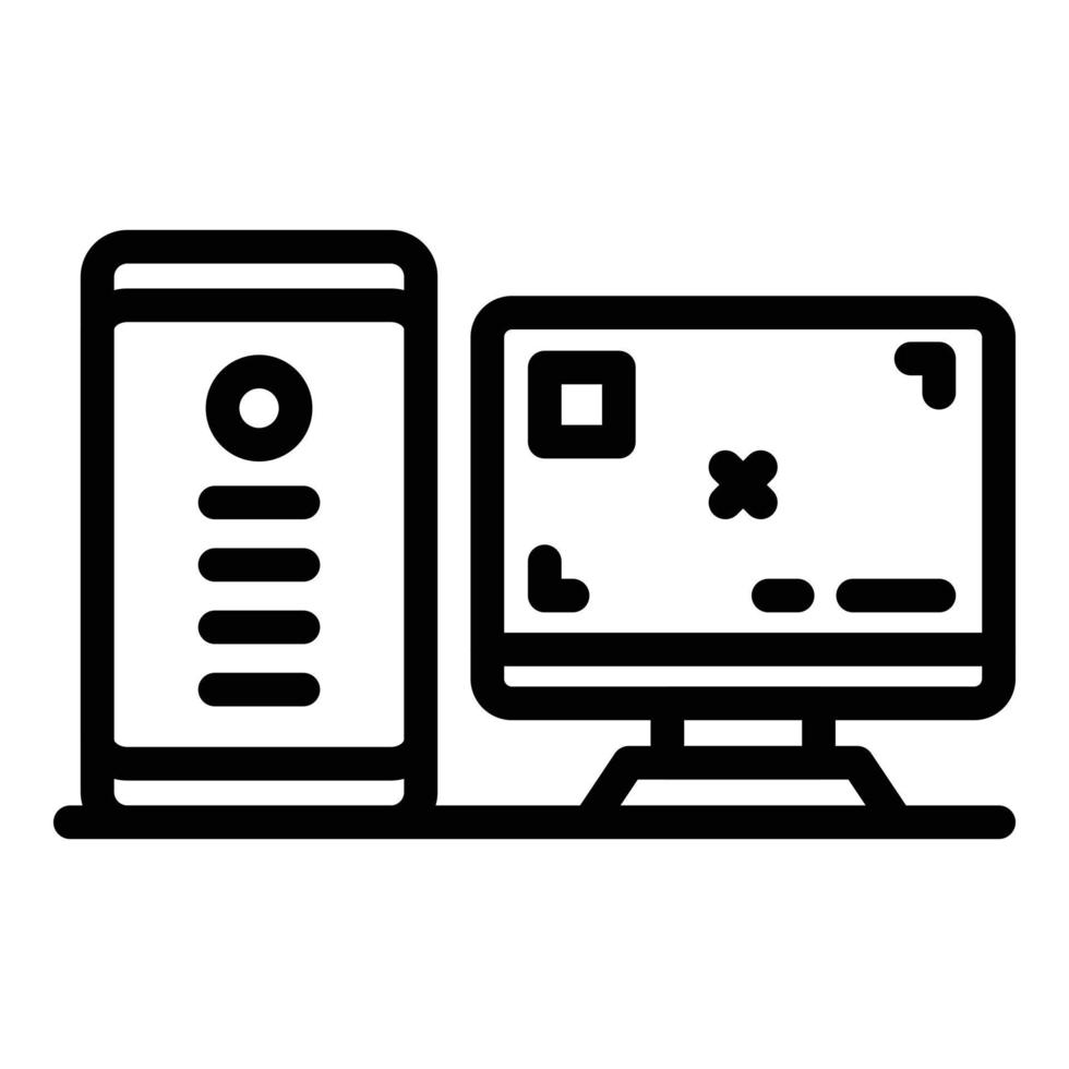 New gamer pc icon outline vector. Online app vector