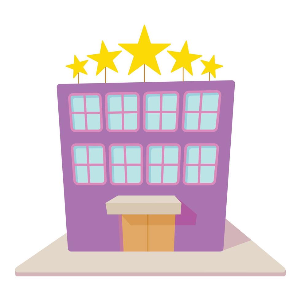 icono de cinco estrellas del hotel, estilo de dibujos animados vector