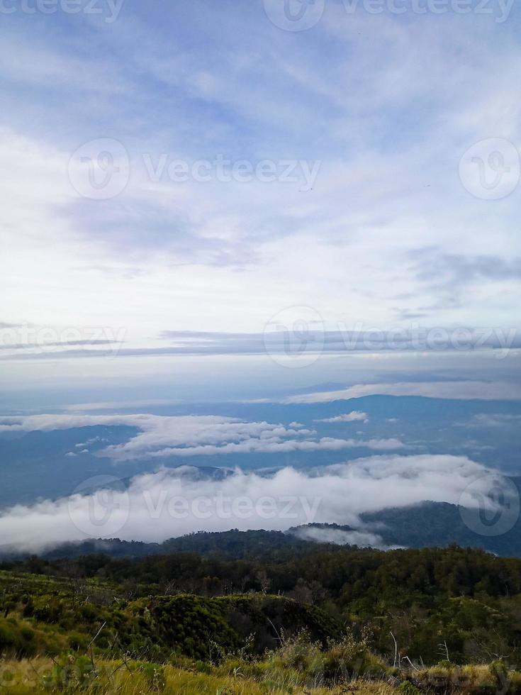 View of wispy clouds from the top of Mount Ciremai 3078 masl, West Java photo