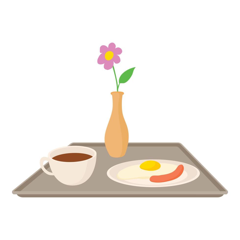 Breakfast in bed icon, cartoon style vector