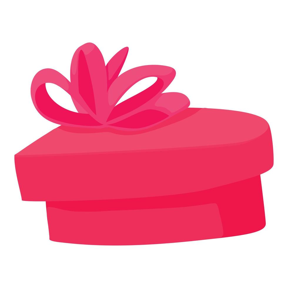 Pink heart shaped gift box with ribbon icon vector