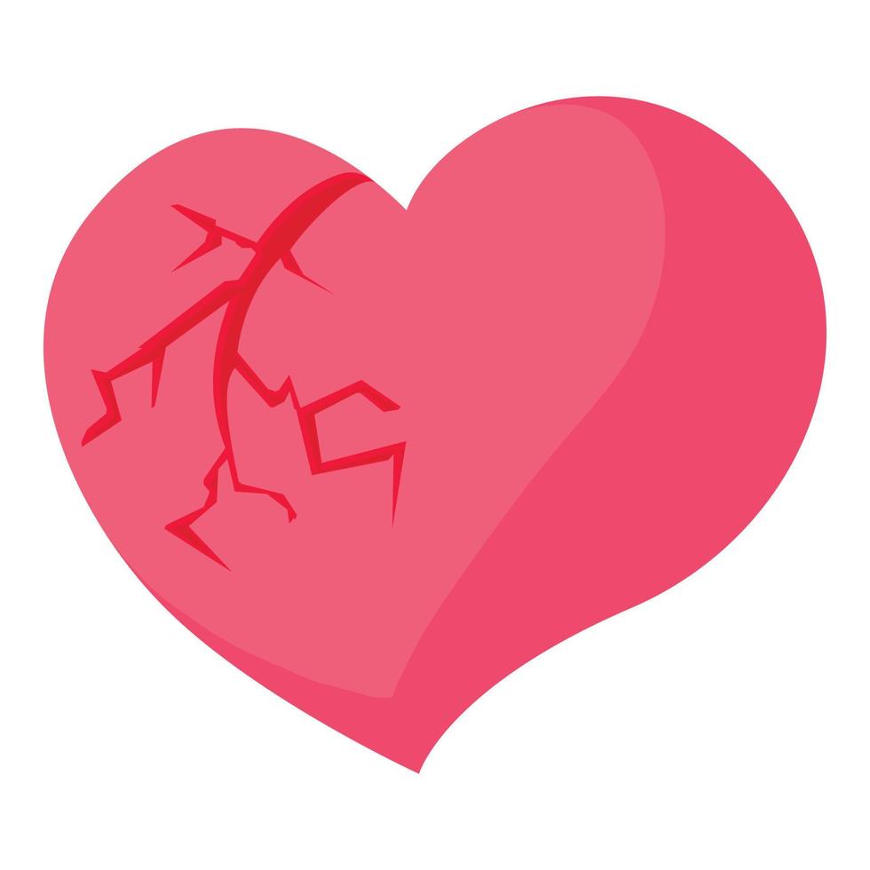 Broken heart icon, cartoon style vector