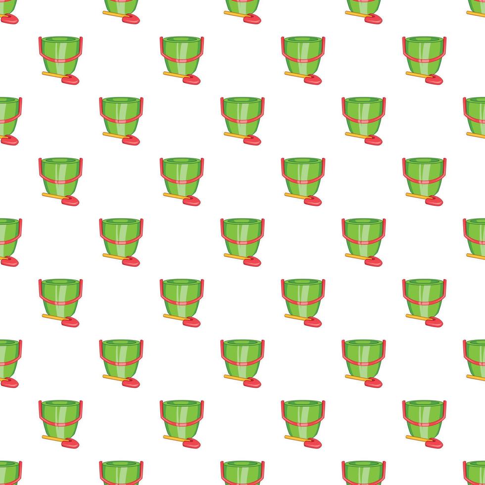 Children bucket with shovel pattern, cartoon style vector