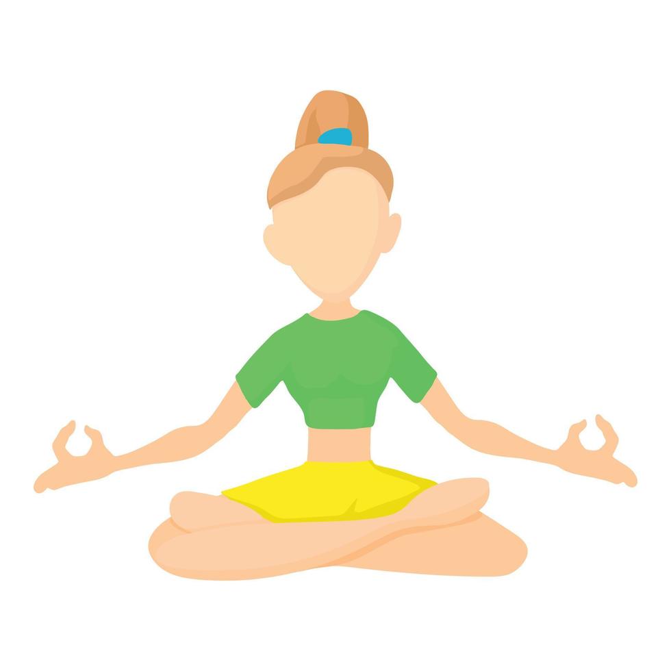 Girl in yoga pose icon, cartoon style vector