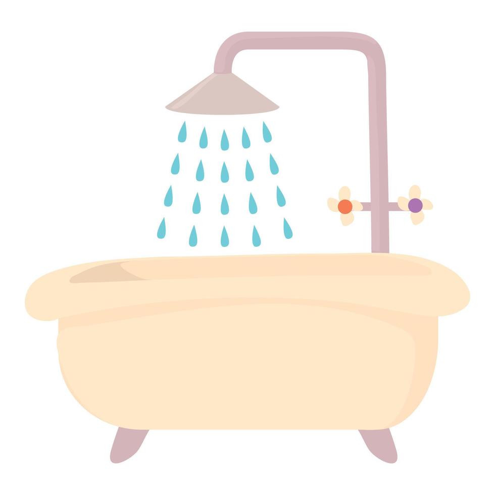 baño con icono de ducha, estilo de dibujos animados vector