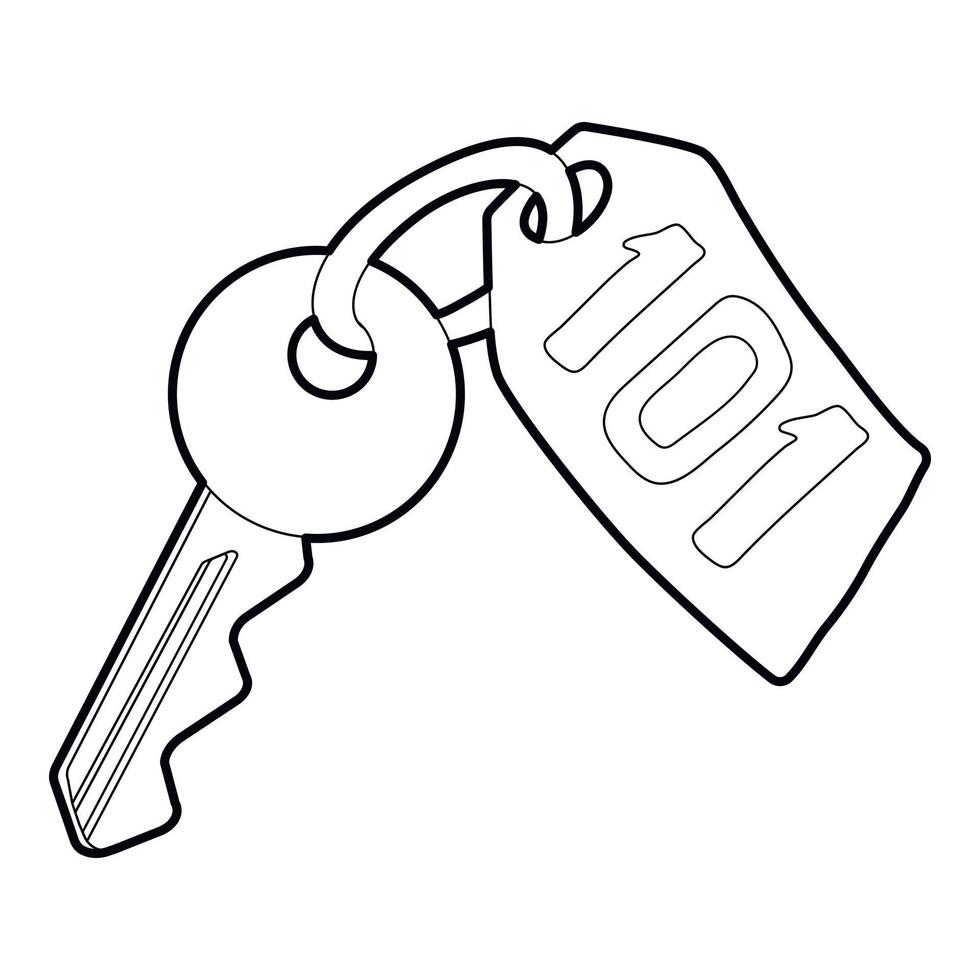 Room key at hotel icon, outline style vector